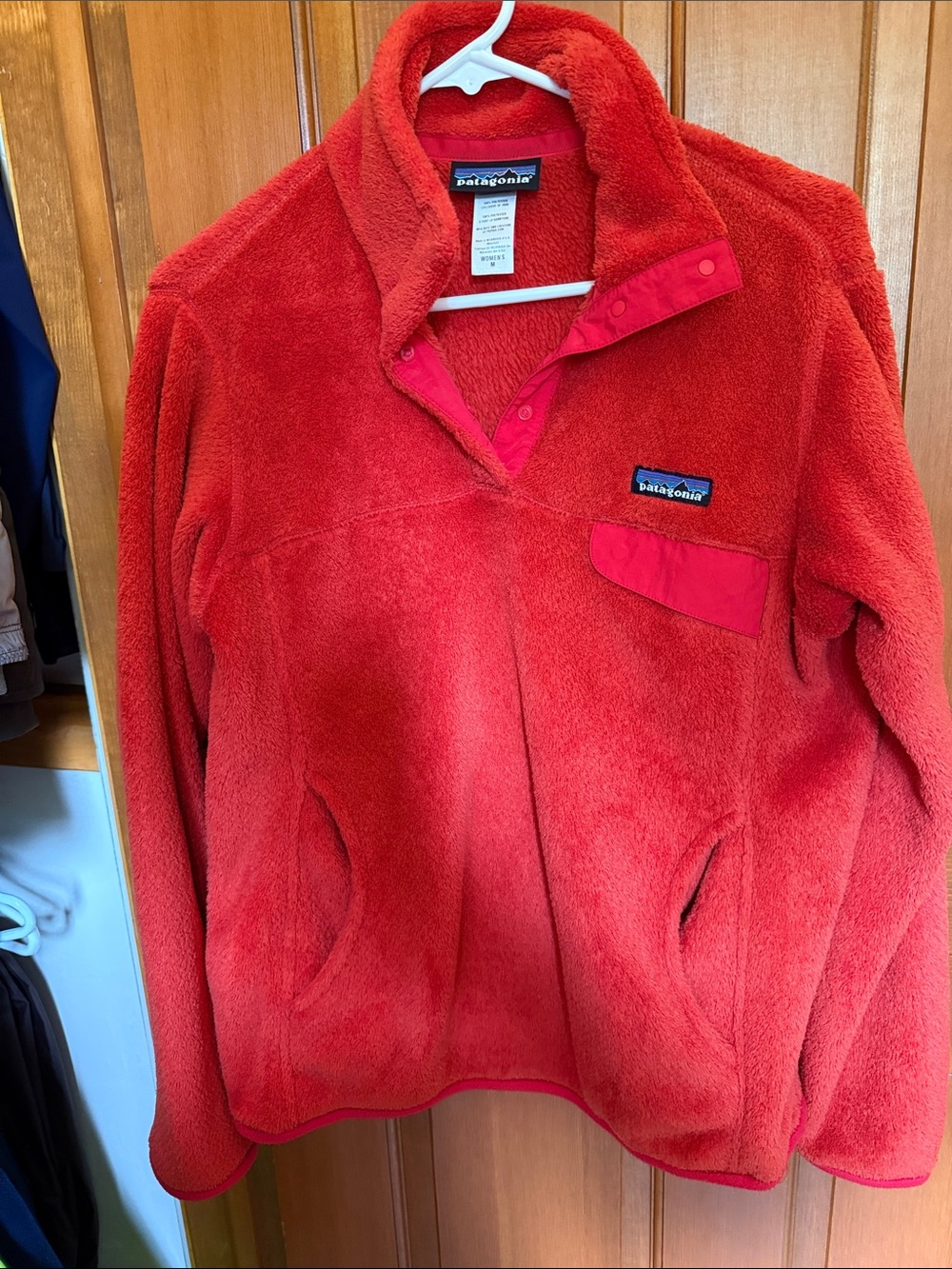 Patagonia Red Teddy Fleece 1/4 Snap-Placket Jacket